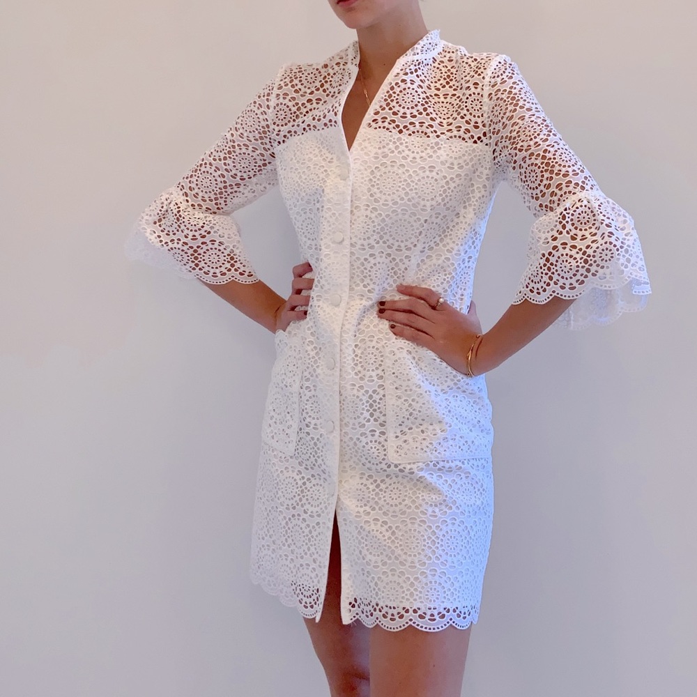 White Eyelet Sandro Dress